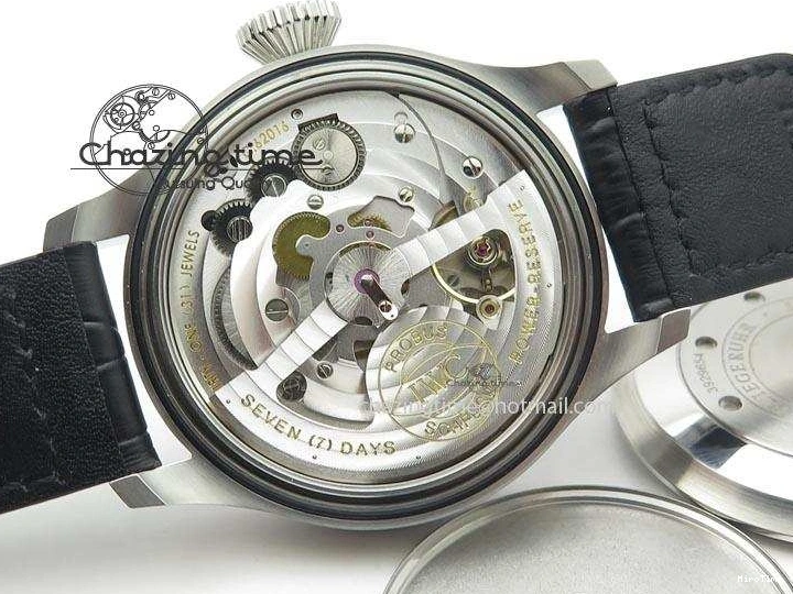 MIROTIME 0318 TimelessDesign Big Pilot Real PR IW500906 ZF 1:1 Best Edition Silver Dial On Black Leather Strap A 7285